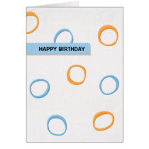 Painted Retro Circles orange blue Birthday Card cards