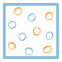 Painted Retro Circles orange blue border Poster posters
