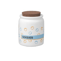 Painted Retro Circles orange blue Candy Jar candy jars