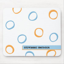 Painted Retro Circles orange blue Mousepad mousepads