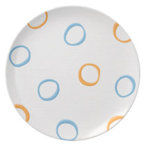 Painted Retro Circles orange blue Plate plates