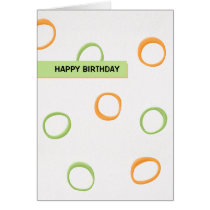 Painted Retro Circles orange green Birthday Card cards