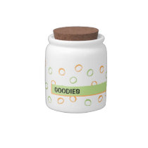 Painted Retro Circles orange green Candy Jar candy jars