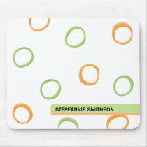 Painted Retro Circles orange green Mousepad mousepads
