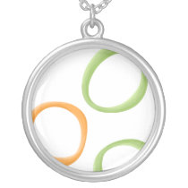 Painted Retro Circles orange green Necklace necklaces