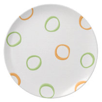 Painted Retro Circles orange green Plate plates
