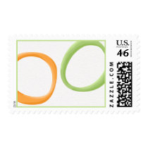 Painted Retro Circles orange green Stamp stamps