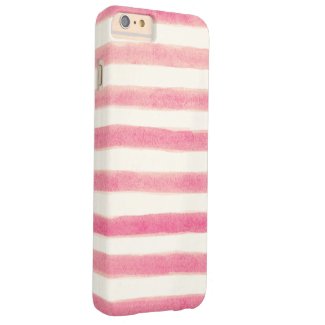 Painted Retro Pink Stripes Girly Barely There iPhone 6 Plus Case
