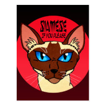 Painted Siamese Cartoon Postcards