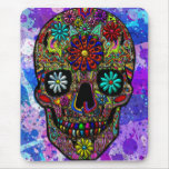 Painted Skull Floral Art Mouse Pad