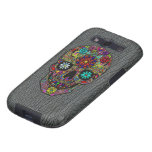 Painted Skull Floral Art on Faux Shark Skin Galaxy S3 Case