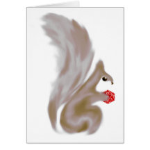 Painted Squirrels - Red Greeting Cards