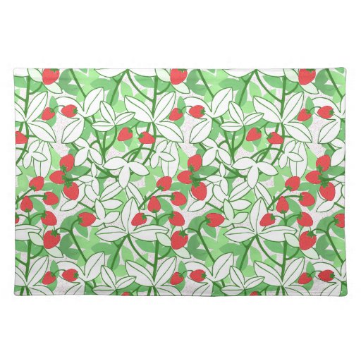 Painted Strawberry Pattern Cloth Placemat Zazzle