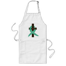 Painted Teal Cancer Survivor  Ribbon Apron