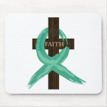 Painted Teal Cancer Survivor  Ribbon mousepads