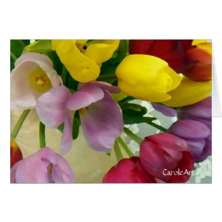 "Painted Tulips Bouquet" Stationery Note Card