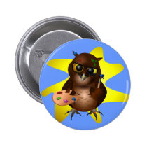 Painter Artist Owl buttons