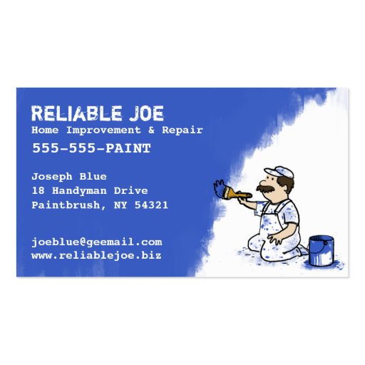 Painter Painting Blue Paint Business Card Templates (front side)