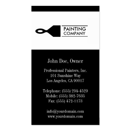 Painter Painting Contractor Paint Brush Gold Paper Business Card (back side)