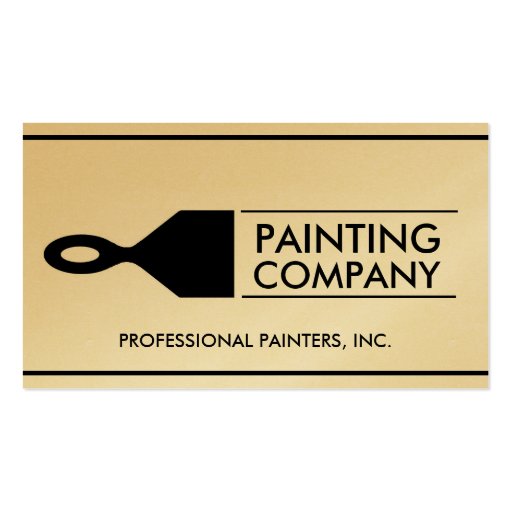 Painter Painting Contractor Paint Brush Gold Paper Business Card Templates (front side)