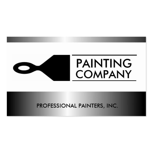 Painter Painting Contractor Paint Brush Metallic Business Card Template (front side)