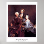 Painter With His Daughters By Antoine Pesne Poster