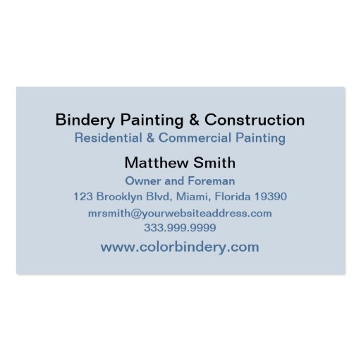 Painter's Edge Business Card (back side)