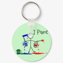Painters Gifts  "I Paint" Stick People Design keychains