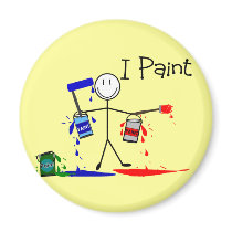 Painters Gifts  "I Paint" Stick People Design magnets