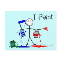 Painters Gifts  "I Paint" Stick People Design postcards