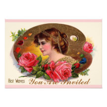 Painter's Palette And Roses Personalised Invite