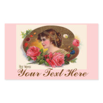 Painter's Palette And Roses Rectangular Sticker