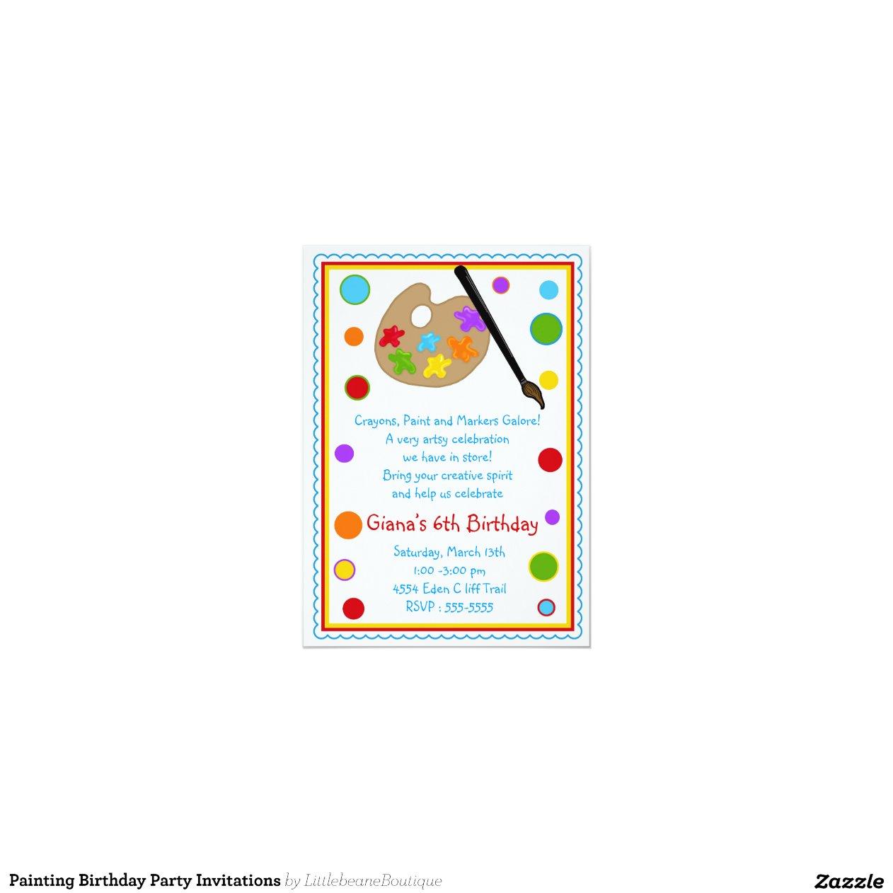 Painting Birthday Party Invitations 5" X 7" Invitation Card Zazzle
