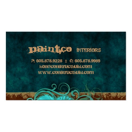 Painting Business Card Suede Blue Swirls (back side)