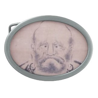 Painting by Miyamoto Musashi, c. 1600's Oval Belt Buckle