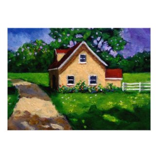 Painting: Country Cottage: Housewarming Invite