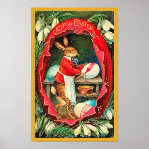 Painting Easter Eggs Red Poster