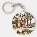painting house with trees around, people dancing a keychains