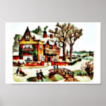 painting house with trees around, people dancing a posters