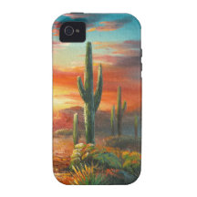 Painting Of A Colorful Desert Sunset Painting Vibe iPhone 4 Cases