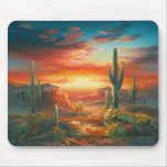 Painting Of A Colorful Desert Sunset Painting Mouse Pads