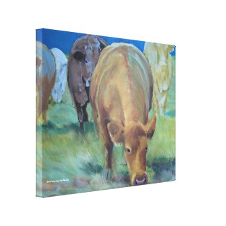 Painting of a herd of devon cattle zazzle_wrappedcanvas