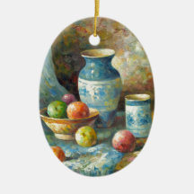 Painting Of Fruit And Pottery Vessels Christmas Ornaments