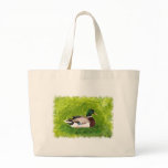 Painting of Mallard Duck sitting in the grass Tote bags