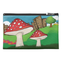 Painting of mushrooms in the park near the city bagettes bags