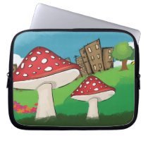 Painting of mushrooms in the park near the city laptop sleeves