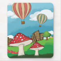 Painting of mushrooms in the park near the city mousepads