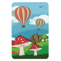 Painting of mushrooms in the park near the city magnets