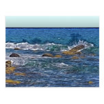 Painting of Ocean Rocks Postcard