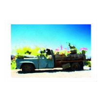 Painting Of Old time Pickup Truck Flower Planter 2 posters
